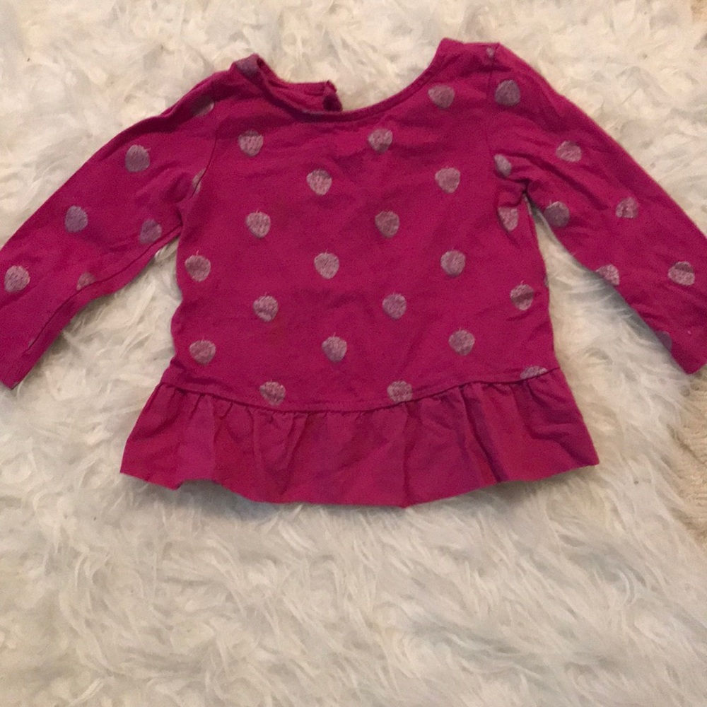 Pink strawberry print top.